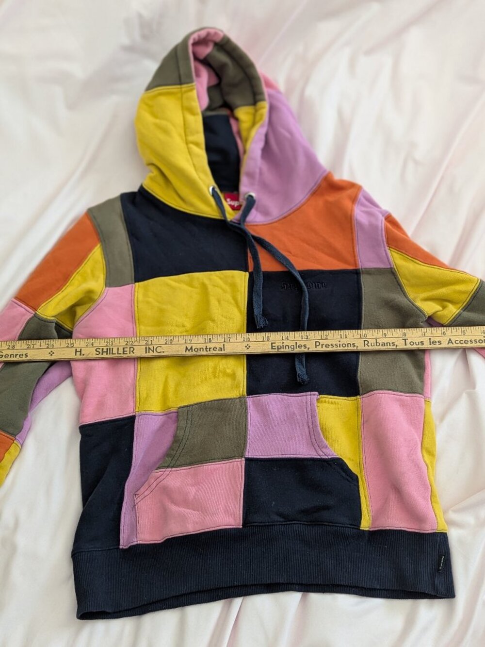 Supreme Multi-Color Patchwork Hooded Sweatshirt Size Small - Picture 2 of 15
